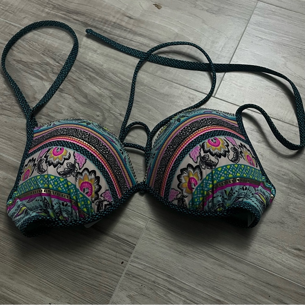Shade and Shore Colorful Boho padded Bikini top size 34D